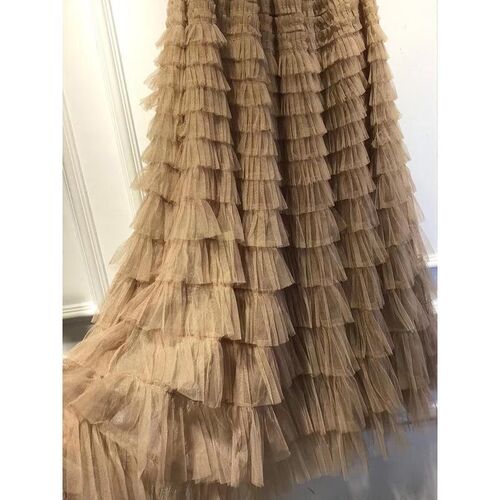Fairy Style Mesh Ruffled Elegant Skirt Women's European Style Celebrity Long Dress Slimming Multi-layer Cake Skirt