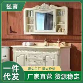 Q蕤2欧式浴室柜红橡木梳洗柜洁具洗手洗脸台盆落地式美式卫浴镜柜