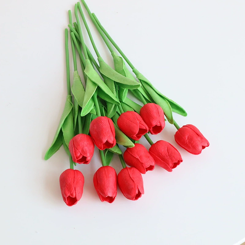 Mini Tulip Simulation Flower, High-Grade Polyurethane, 33 cm Stem, Single Stem Wholesale