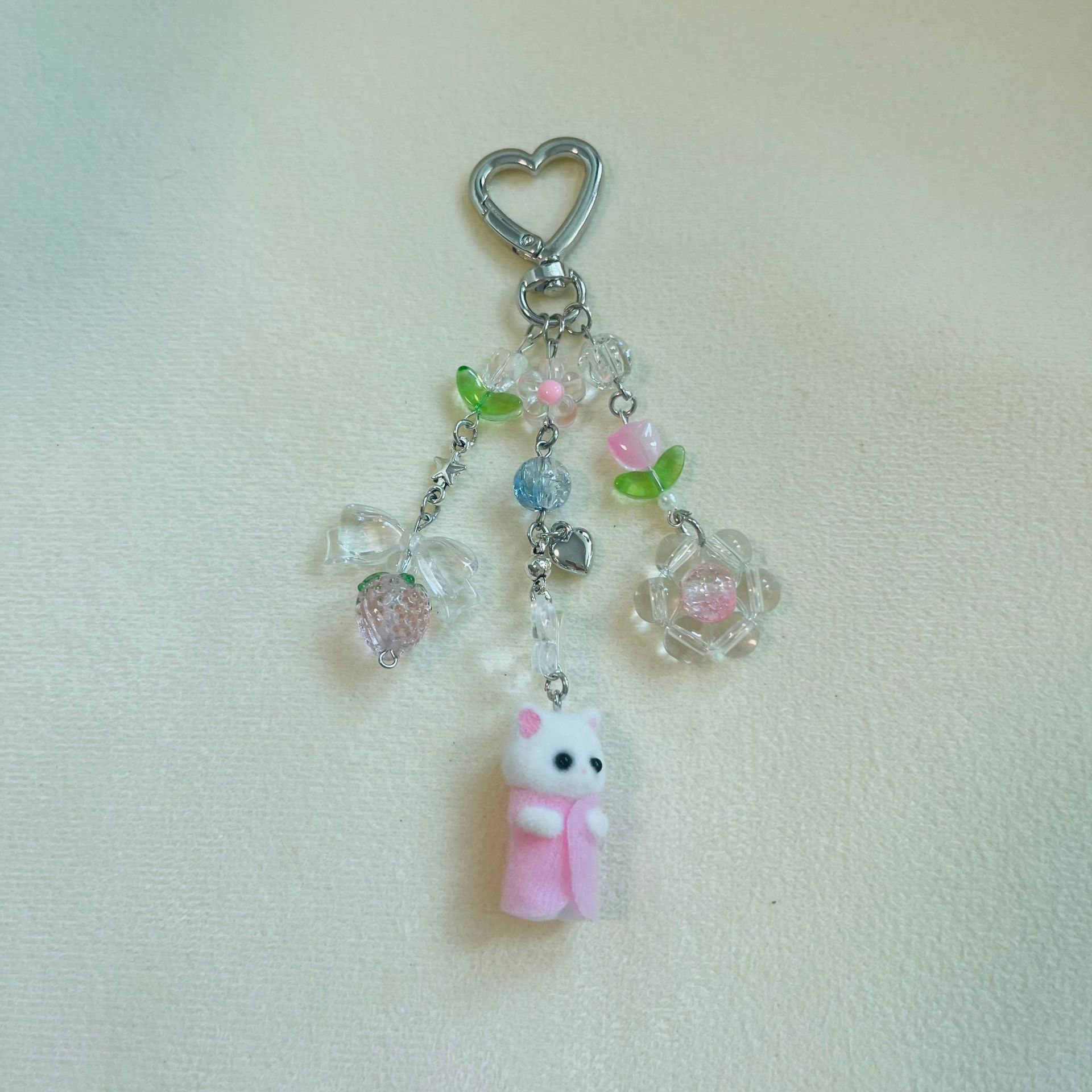30g Weight Bag Pendant, Keychain Classification 1 Piece Cute Cat Flocking Unisex Bag Pendant Keychain
