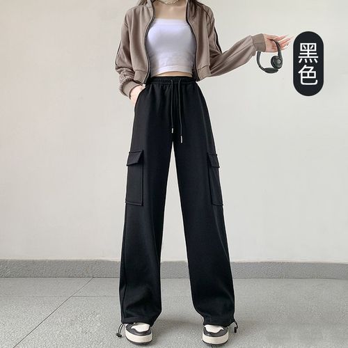 Women's American-style cargo pants, spring and autumn new style, loose-fit slimming harem sweatpants, sweet and cool ankle-tied wide-leg casual sweatpants