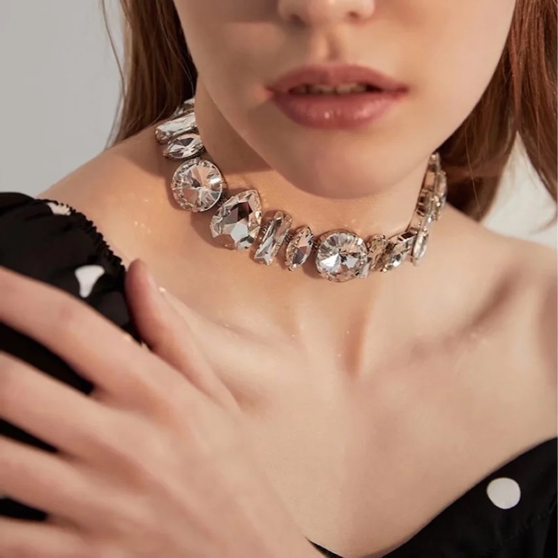 37g Weight Necklace Classification Basic Lady Simple Style Water Droplets Rhinestone Women's Necklace