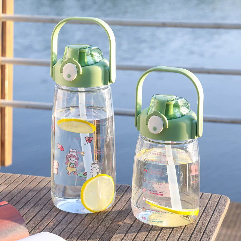 Capacious handheld glass for students, sports plastic teapot