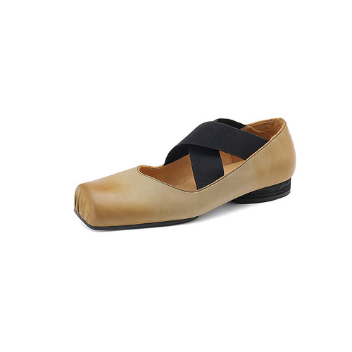 Factory straight pig nose shoes for women 2024 spring new style full leather retro style ballet shoes inside and outside confidential shipping