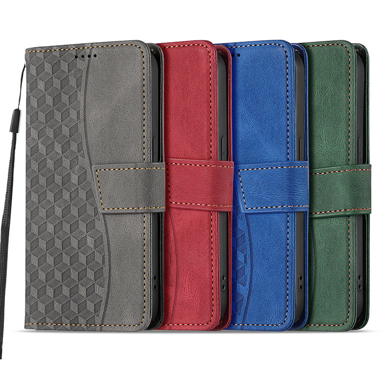 Wholesale Suitable for Samsung S26Ultra Phone Case A16 Card Slot Apple 17 Leather Case Flip Cover Diamond Pattern Factory