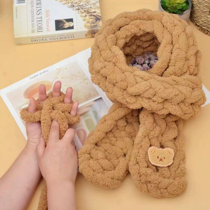 Интернет-знаменитости палец шарф материал сумка супер толстая Исландская шерсть лед линия ручной работы слоеного цветок TikTok же стиле