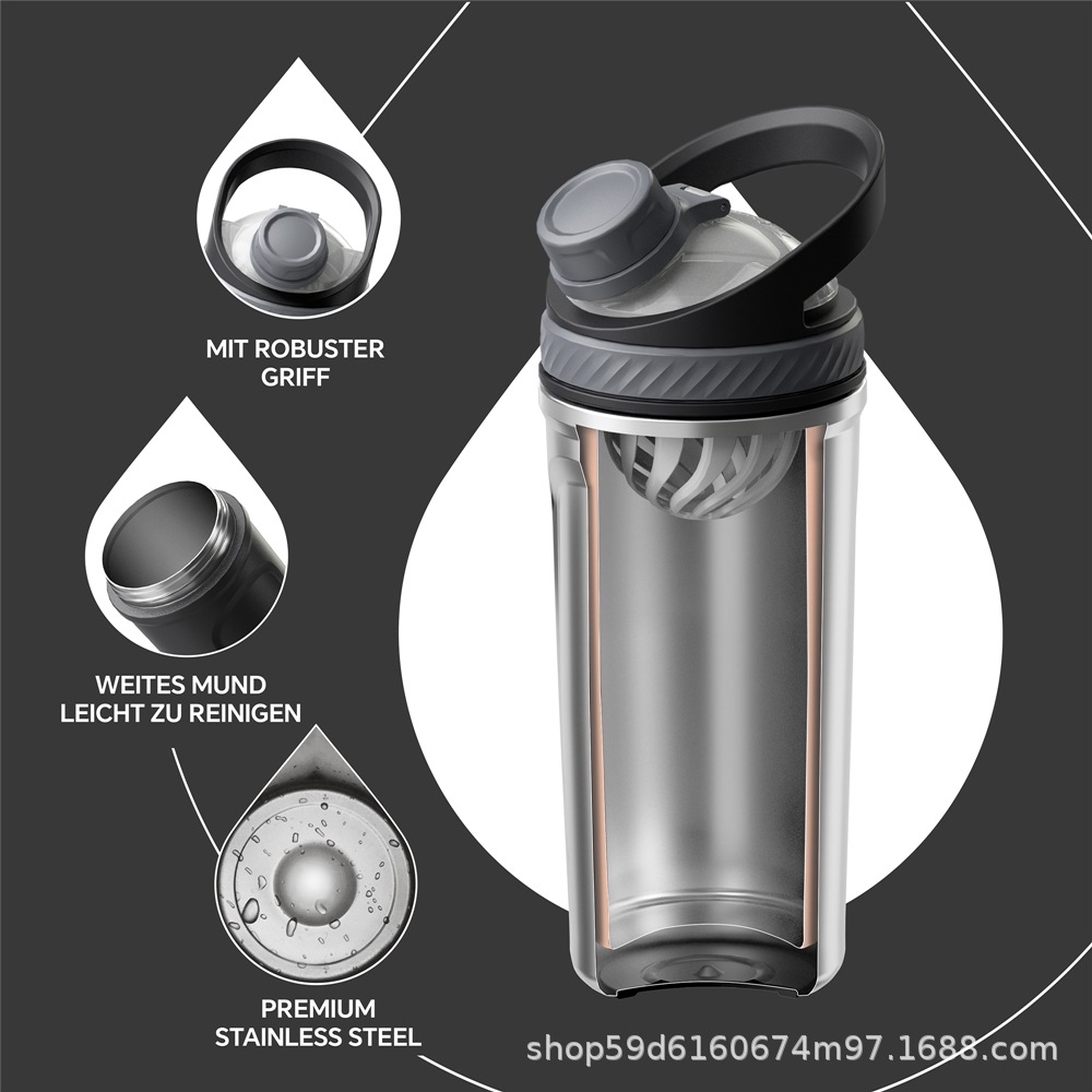 IDEUS - Vaso Mezclador de Acero Inoxidable 304 para Fitness, el Más Vendido en el Extranjero, para Hombres y Mujeres, Vaso Deportivo, Vaso Mezclador, Vaso para Proteína en Polvo
