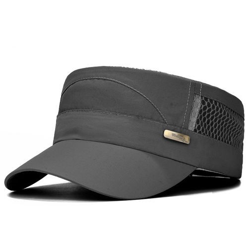 Men's hats for middle-aged and elderly, suitable for spring and summer outdoor leisure, fashion sunshade and sunscreen hat, quick-drying and breathable, flat top hat