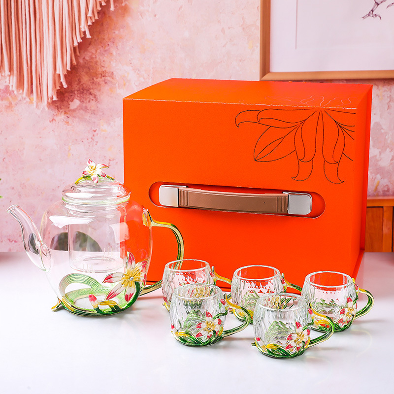 호랑꽃찻주전자 + 찻잔 5개