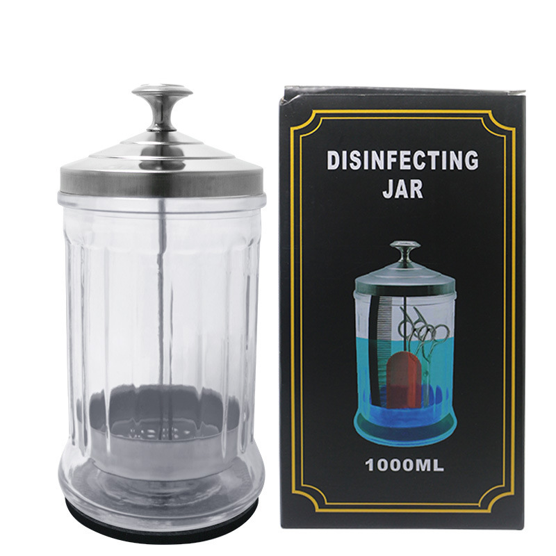 Herramientas de peluquería, vaso de desinfección de acero inoxidable y vidrio, esterilizador de uñas, botella de desinfección, vaso para herramientas de uñas, herramientas de peluquería