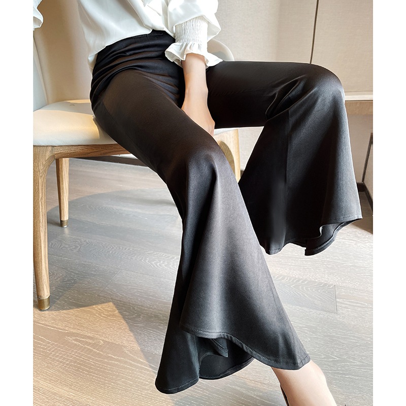 Spring and Summer New Women's Acetate Fishtail Pants Personalized Design Solid Color Long Elegant Elegant Slim-Fit Slim Long Pants