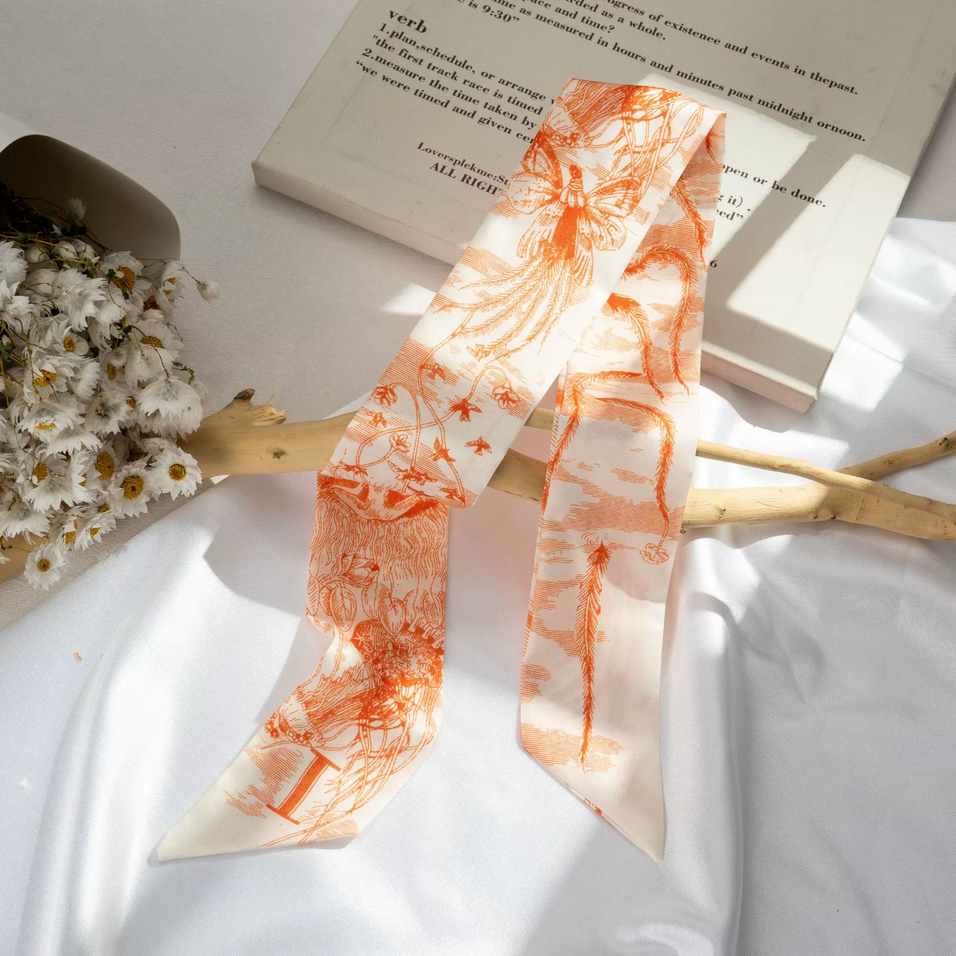 Silk Scarf Hairband (Suhang) long streamer 89×3.8 cm, lightweight gift box option