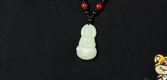 Dây chuyền ngọc Hetian Tân Cương mặt Phật Bà Quan Âm – Phật cười cho nữ chi tiết 15