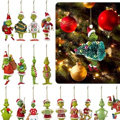 2023新品緑毛モンスタークリスマス装飾飾り漫画クリスマスツリーペンダントクリスマス自動車内装装飾