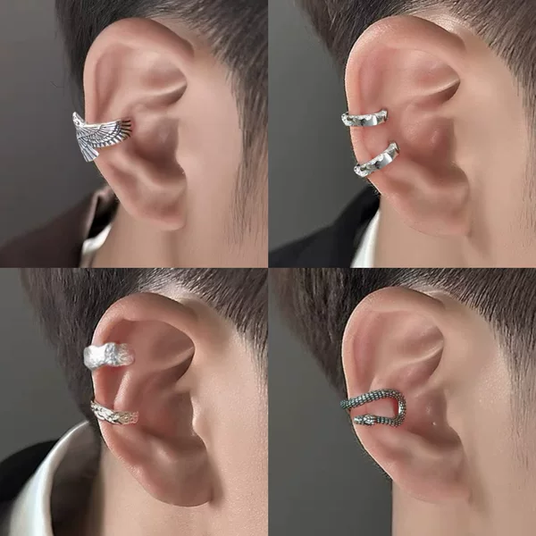 Painless Men's Ear Cuffs Without Piercings, High-End Earrings, Vintage Cool Ear Clips, Niche Design Ear Clips, Trendy