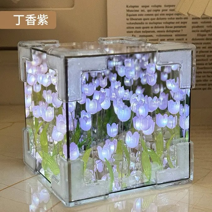 ルービックキューブチューリップ花海小夜灯手作りdiy材料鏡花束プレゼント誕生日プレゼント彼女|undefined
