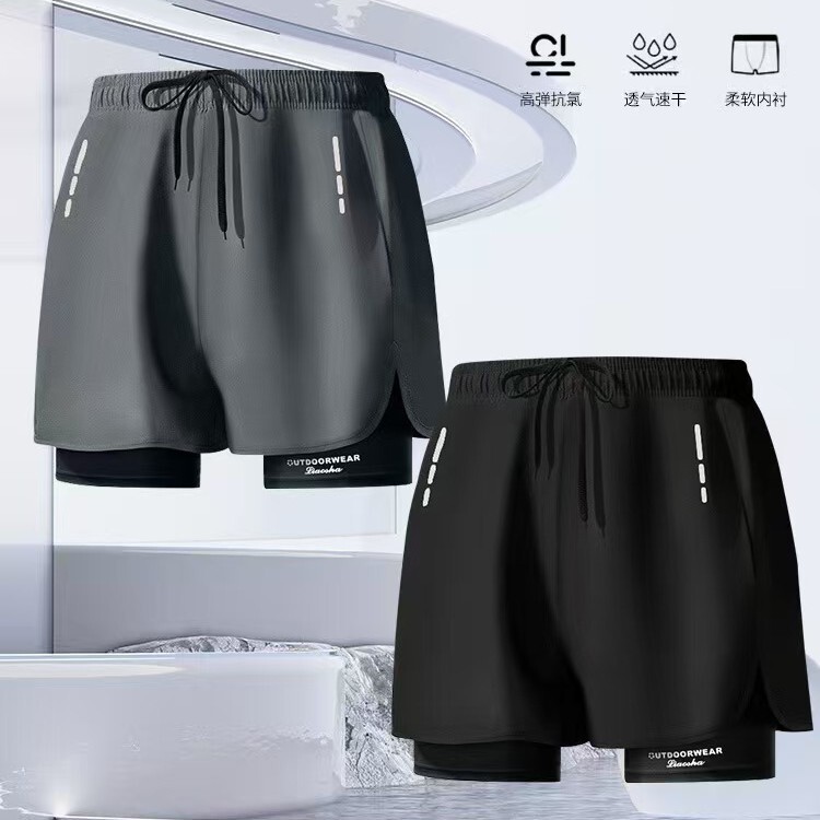 Customizable Hot-Selling Adult Men's Swim Trunks, Double-Layer, Anti-Embarrassment, Loose Fit, Large Size Swimwear, Hot Spring Swimming Shorts Customizable Hot-Selling Adult Men's Swim Trunks, Double-Layer, Anti-Embarrassment, Loose Fit, Large Size Swimwear, Hot Spring Swimming Shorts