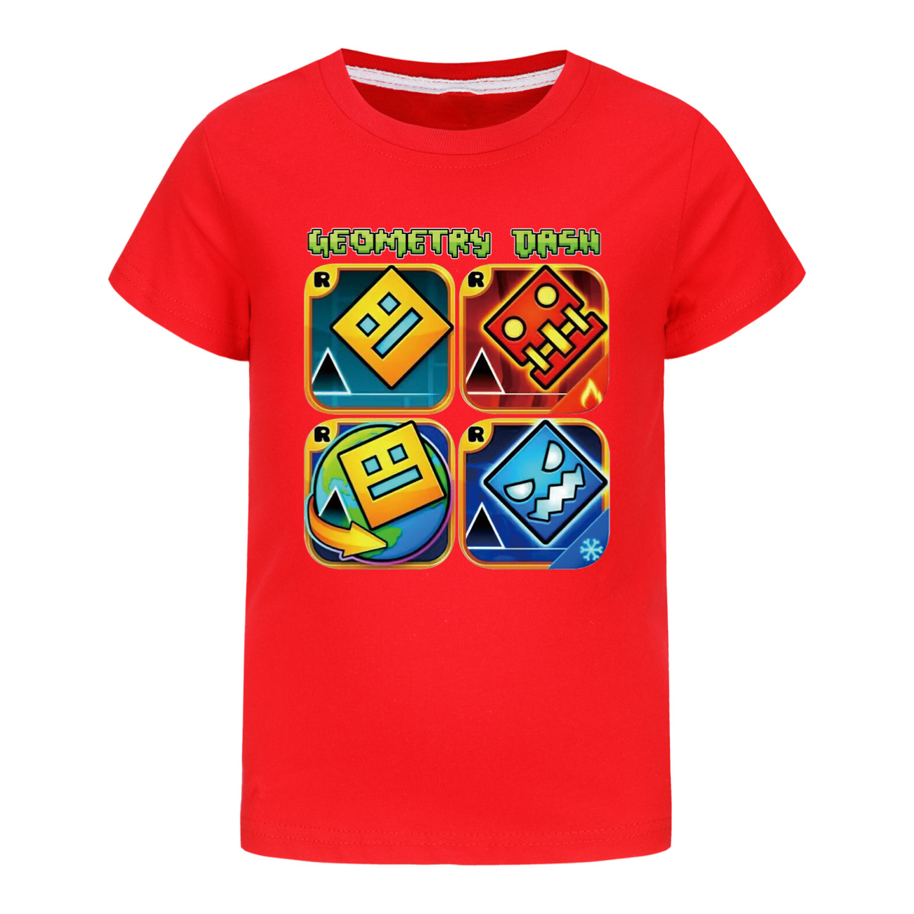 Geometrie Dash T-shirt Kinder Cartoon Kleidung Jungen 100% Baumwolle T-shirt Kinder Mode Kleidung Kleinkind Mädchen Kurzarm Tops – Detail 5