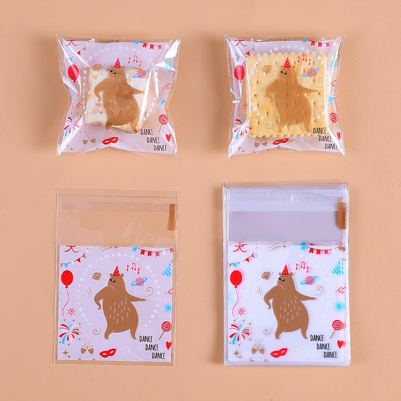 Navidad auto-Sellado bolsa pegajosa copo de nieve bolsa de embalaje crujiente máquina de sellado bolsa Año Nuevo leche azufaifo Galleta de vaca papel de embalaje azúcar