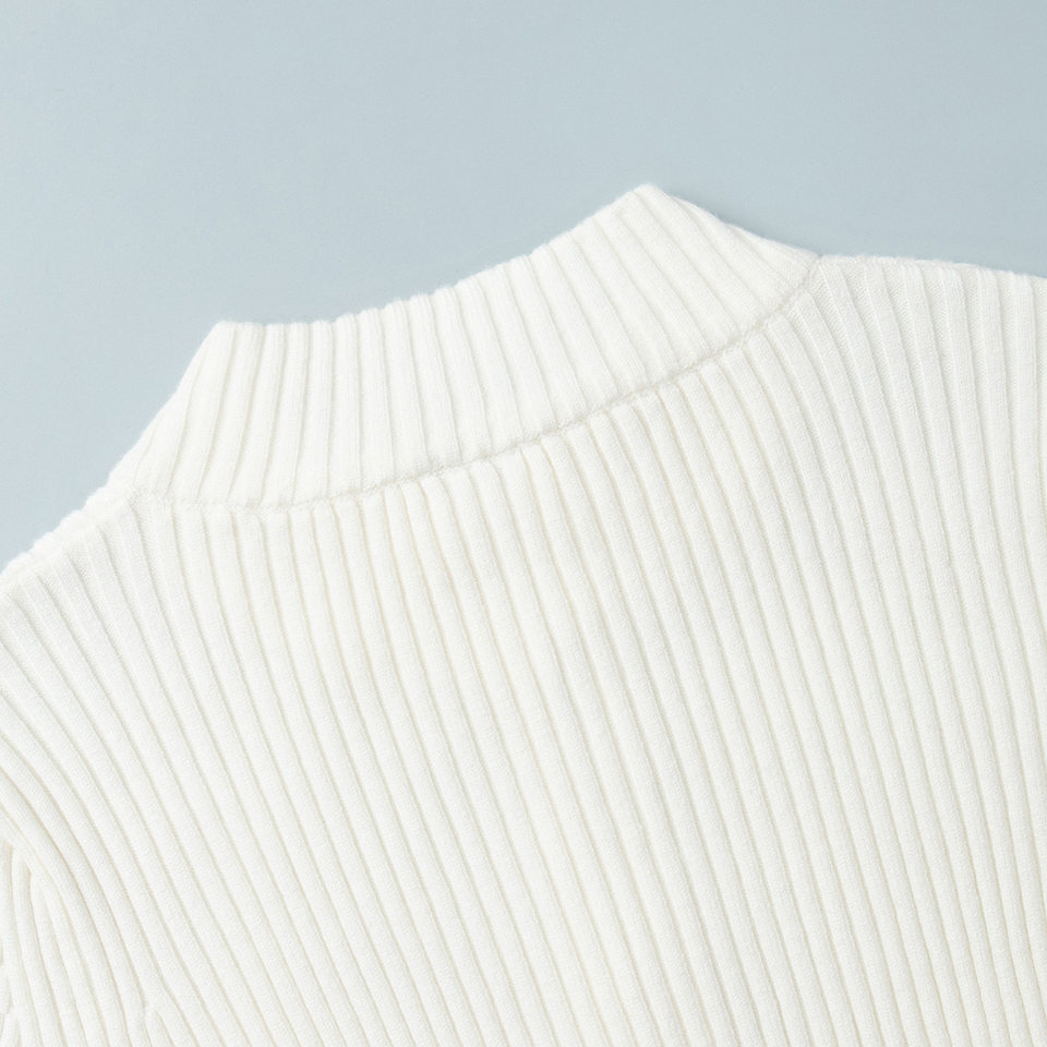Áo cardigan len dệt kim cổ đứng, tay dài, khóa kéo đôi, dáng ôm ngắn — trắng, đen chi tiết 25