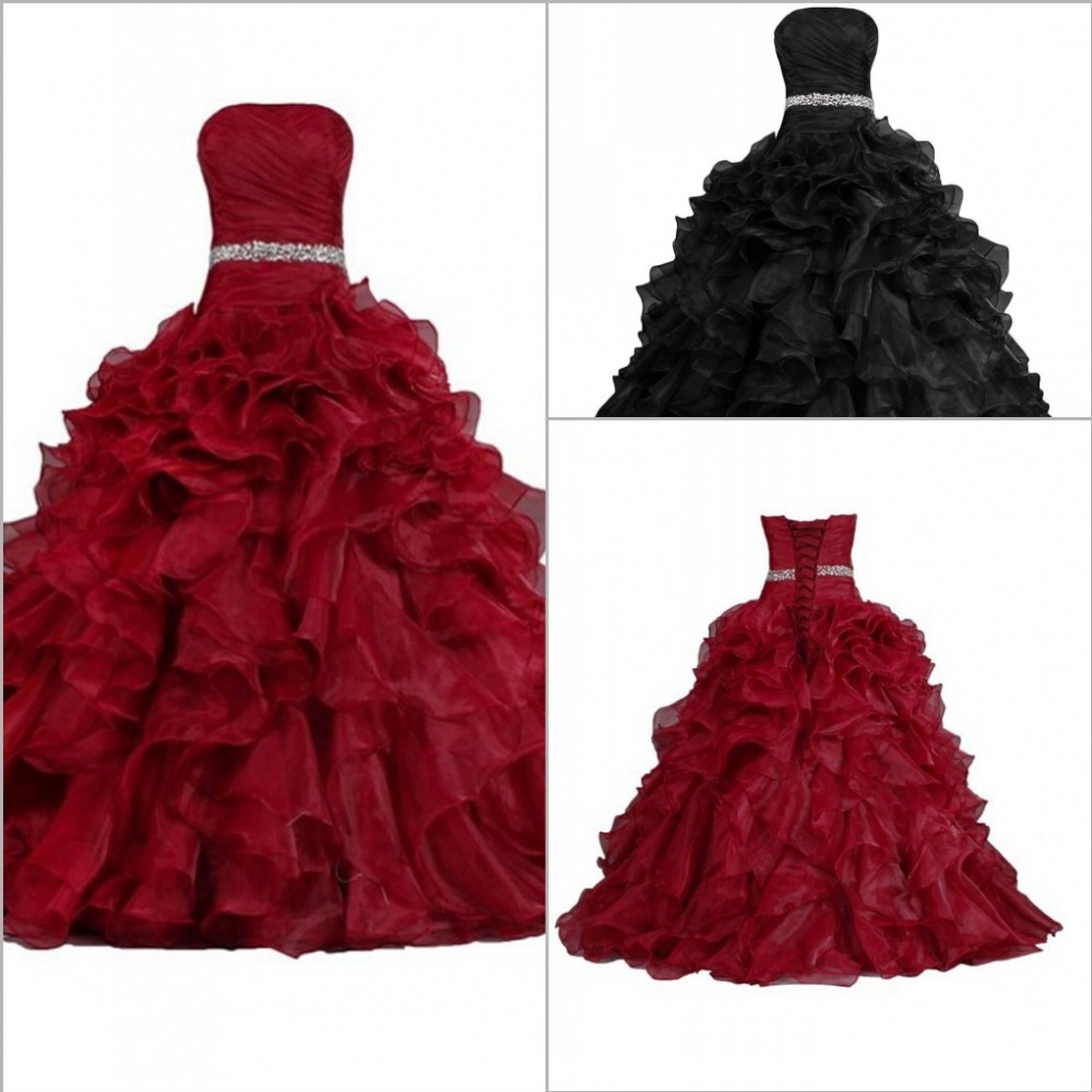 Black Strapless Tully Wedding Dress Floor-length Dress Banquet Host Large Swing Princess Dress Evening Dress Ruffled Waist Sewn Beads