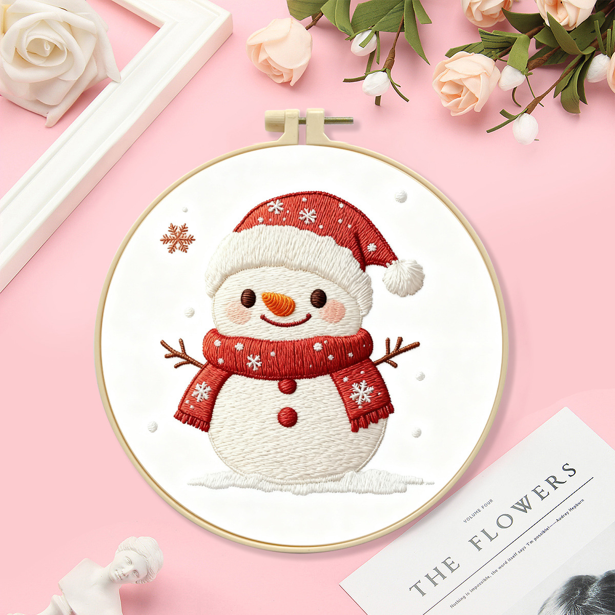 Nuevo bordado transfronterizo Navidad muñeco de nieve encantador dibujos animados principiantes paquete de material de bordado al por mayor