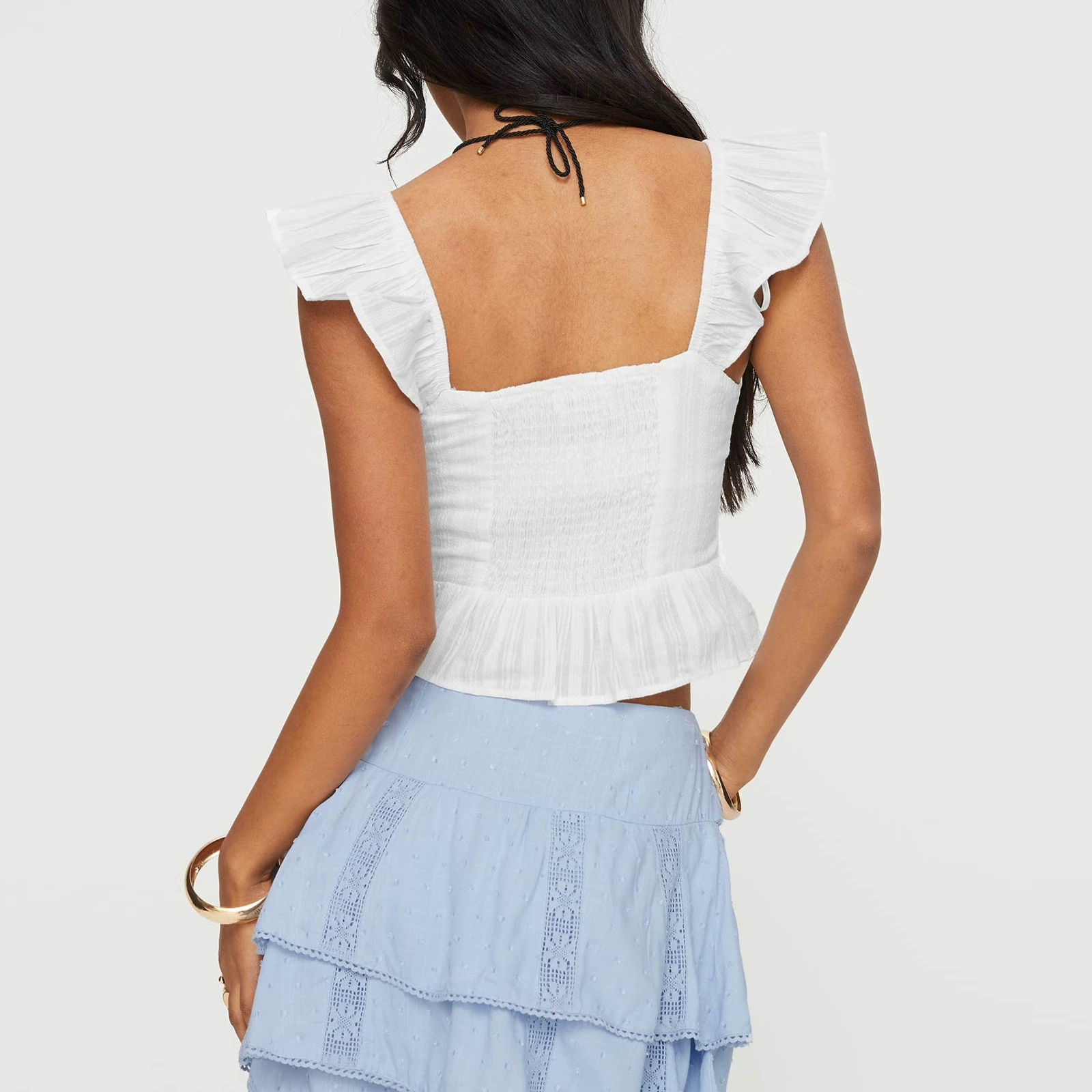 Женские suspender топ короткий cross-border Amazon, бабочка, верёвка, low waist, сексуальная кружевная блузка SU3628