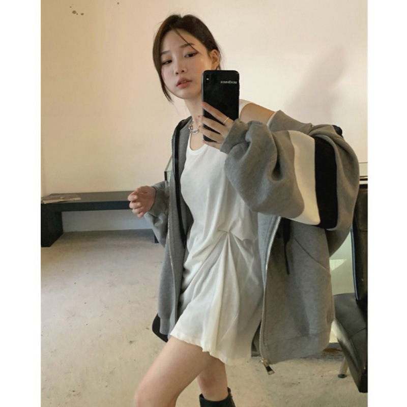 美式复古开衫卫衣外套女春秋2025新款秋冬休闲运动oversize棒球服|undefined