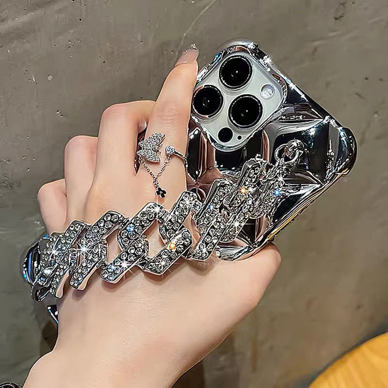 Aplicable Apple iPhone16pro funda para teléfono móvil pulsera de diamantes flash de lujo 14 pequeña fragancia xr de alta gama xsmax marea 15