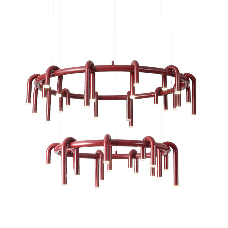 Diseño de lámparas de color rojo retro dormitorio modelo de lámparas diseñador U moderno restaurante nórdico
