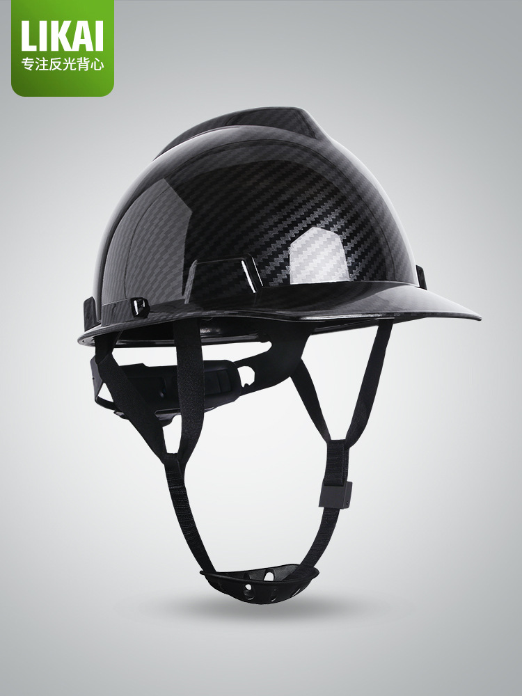 Shiyong Carbon Fiber Pattern Helmet Construction Site Standard ABS Safety Helmet (Car helmet) - v-type-carbon-fiber-gloss-black