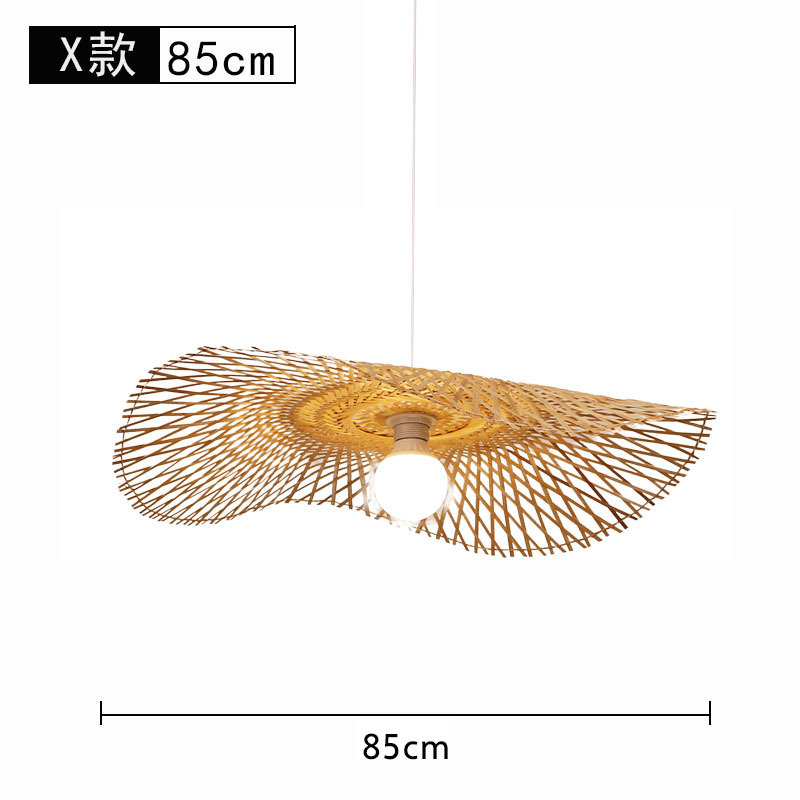 Lámpara de araña tejida de bambú Restaurante chino Lámpara de salón de té de linterna de bambú Restaurante japonés Sombrero de paja Lámpara de araña tejida de ratán B & B