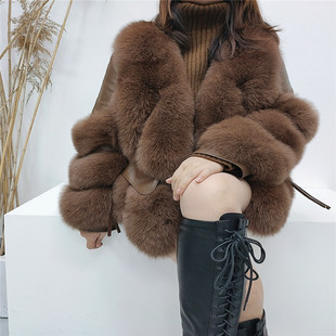 Haining Imitation Fur Korean Popular Fox Fur Short Outwear Autumn and Winter Long-sleeved New Manufacturer Wholesale Origin Supply