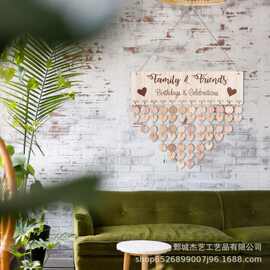 亚马逊木质日历挂牌家居装饰挂件创意情人节摆件心形工艺品