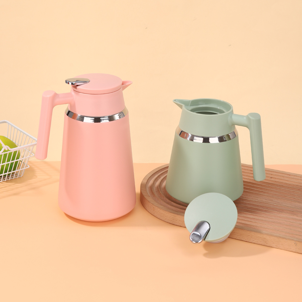 Nueva cafetera de color sólido 304 taza de vacío de acero inoxidable para el hogar dormitorio de estudiantes hervidor de agua de separación de té