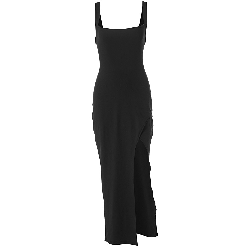 European And American Style Cross-Border 2024 Summer New Slim Fit Elegant Sleeveless Split Backless Strap Bodycon_ecoleips.com