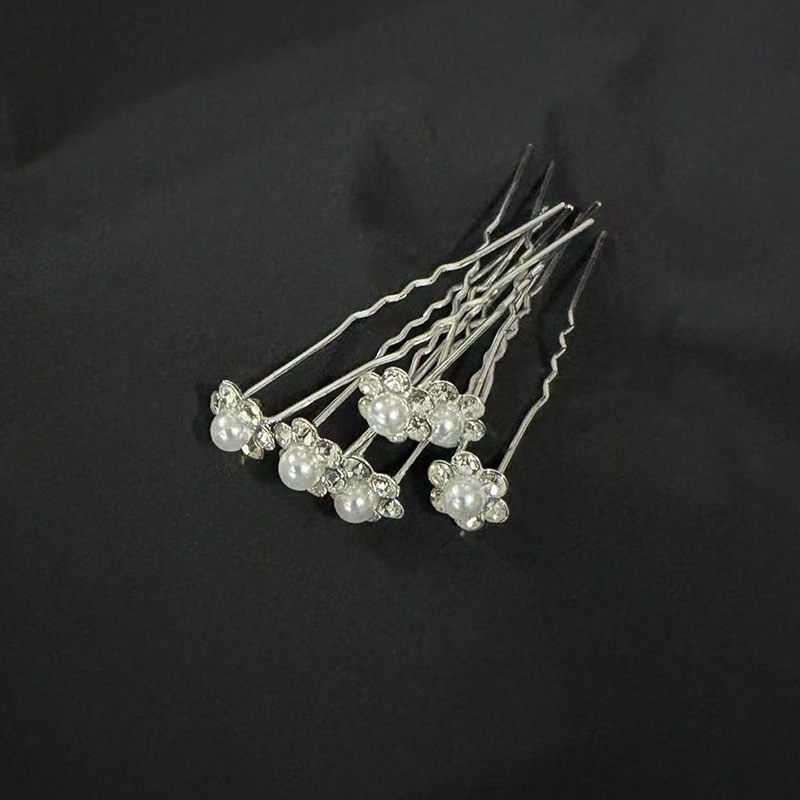 Fashionable Korean-style bridal updo hairpin and hair fork, wedding bridal studio styling headwear, handmade pearl hair accessories wholesale