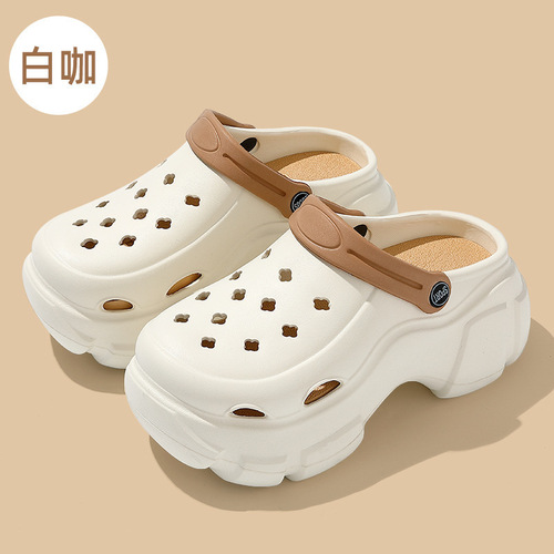 Thick soled hole shoes summer female baotou girl cute Y2K dopamine ins outer wear height-increasing PVC slippers