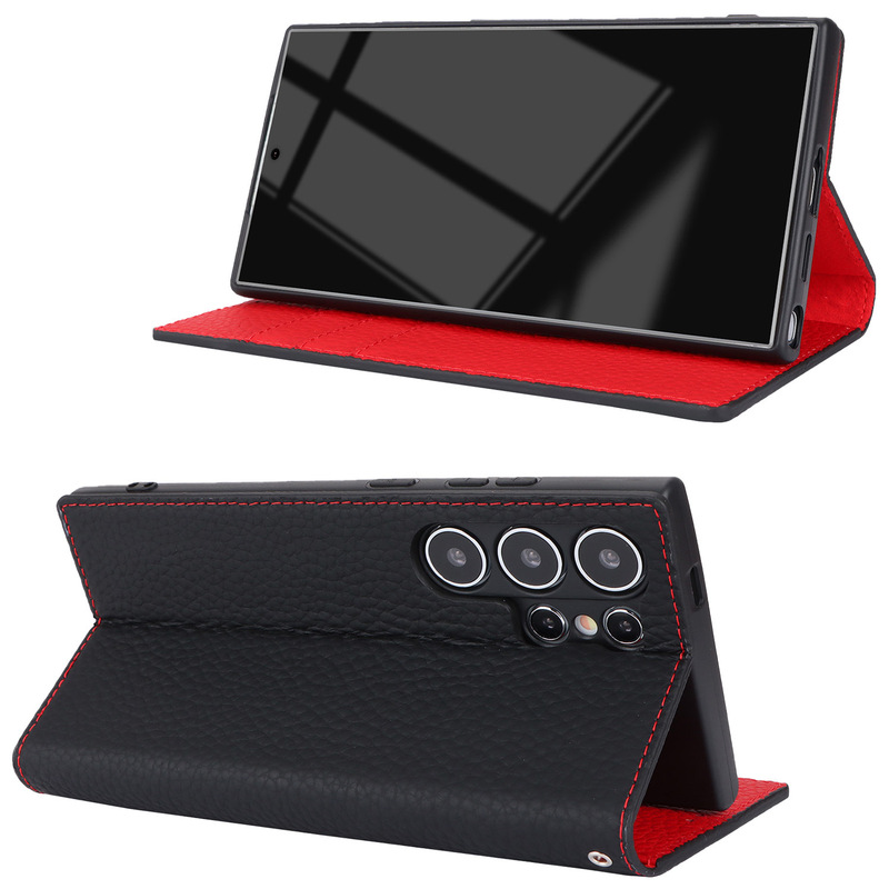 For Samsung Galaxy S22Ultra Genuine Leather Phone Case s21plus Lanyard Litchi Pattern Leather Case for s10 For Samsung Galaxy S22Ultra Genuine Leather Phone Case s21plus Lanyard Litchi Pattern Leather Case for s10