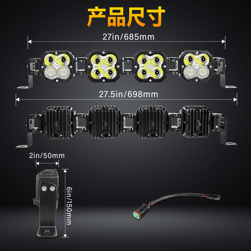 Car Roof Strip Light, Automotive Combo Spotlight, 24V/12V Compatible Single Row Tesla Welcome Light, High Beam Projector