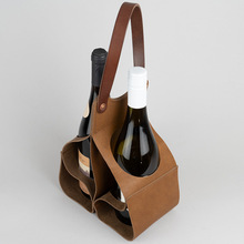 创意红酒手提袋便捷野餐易拉罐酒水饮料手提盒pu皮革杯套红酒袋