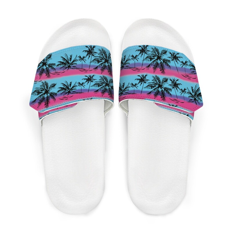 Cross-border Summer Outdoor Men's Velcro Sandals and Slippers Summer Breath Palm Leaf Banana Leaf Pattern Pattern