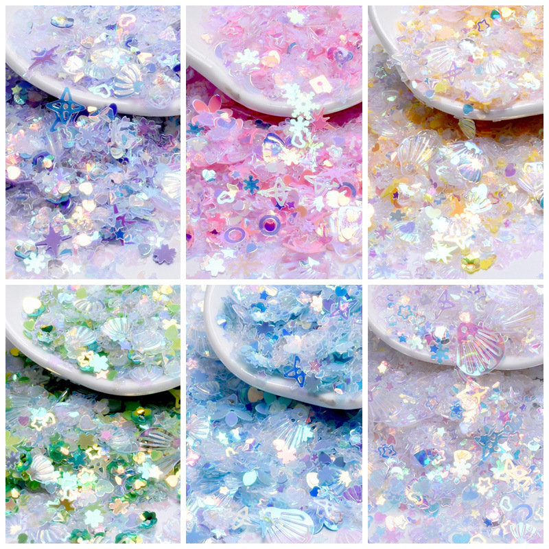 Mixed Small Sequins Shells Purple Blue Pink DIY Sequins Decorative Glitter Glue Filling Facial Eye Makeup Material