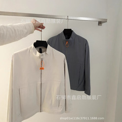 Lul露春男性カジュアルジャケットシンプルな立体裁断ファスナー老銭風立襟コート