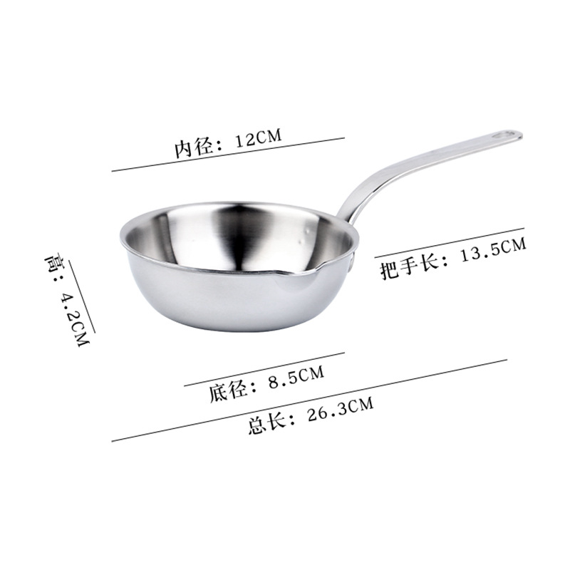 Julia mini sartén ins mini sartén de huevos 18 / 10 acero inoxidable crema caliente de salsa de frito 12cm