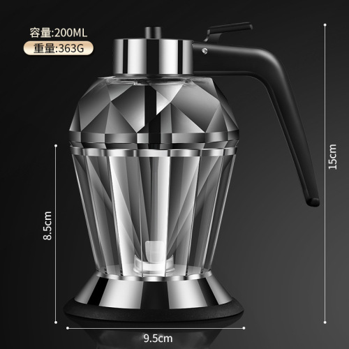 304 Stainless Steel Kitchen Oil-Proof Pot with Diamond Glass, Press-Type Oil Bottle for BBQ Baking