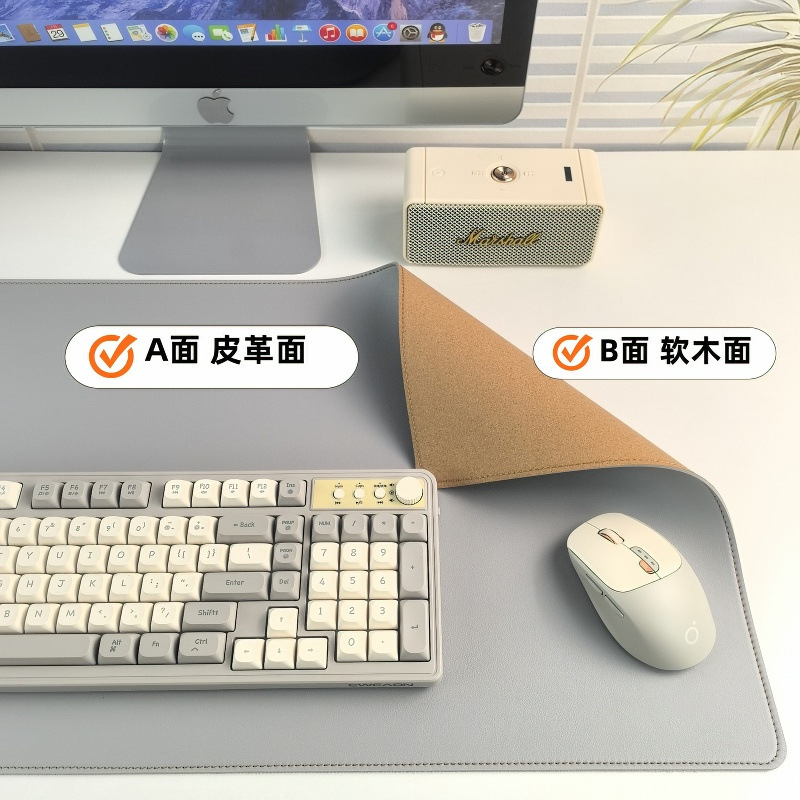 皮革软木双面鼠标垫笔记本电脑键盘皮革办公桌垫爆款热销|undefined