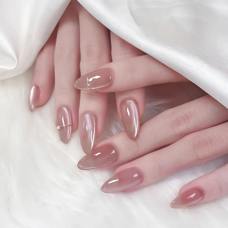 Simple Fine Flash Diamond Medium and Long Almond Armor Removable Manicure Pieces Fashion European and American Style Manicure Pieces 30 Pieces