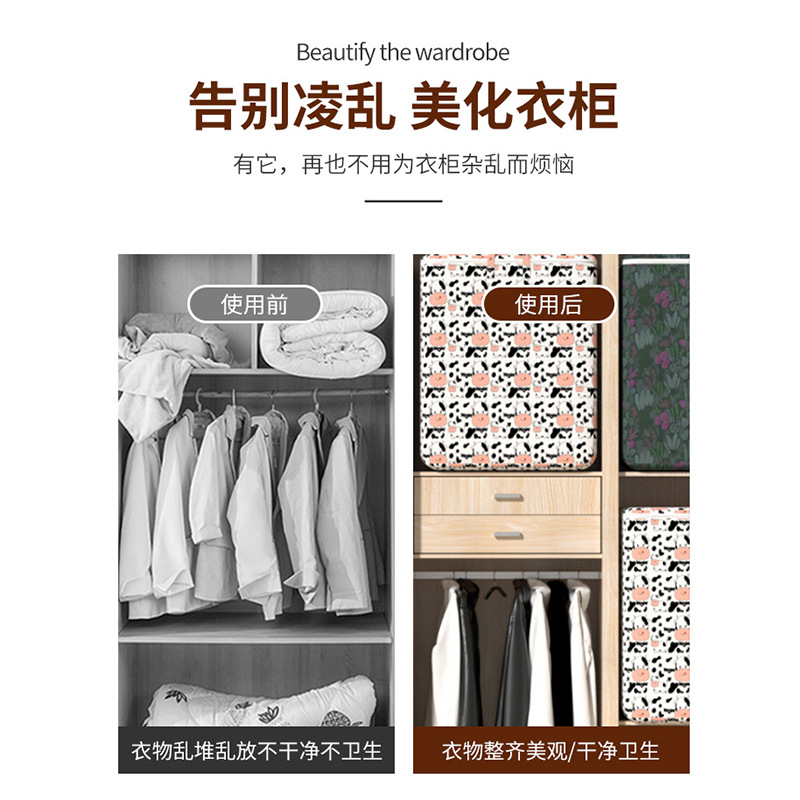 Edredón de algodón caja de almacenamiento grande ropa acolchada de algodón no tejida engrosada caja de almacenamiento de ropa acolchada de algodón bolsa de almacenamiento de tela con cremallera doble abierta