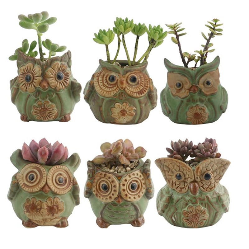Ceramic Succulent Flowerpot European Style K Color Glaze Green Turtle Piggy Owl Elephant Animal Cartoon Cross-Border Flowerpot Ceramic Succulent Flowerpot European Style K Color Glaze Green Turtle Piggy Owl Elephant Animal Cartoon Cross-Border Flowerpot